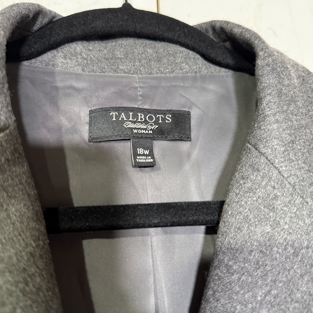 Talbots Gray Blazer Jacket Wool 3-Button Size 18W… - image 7